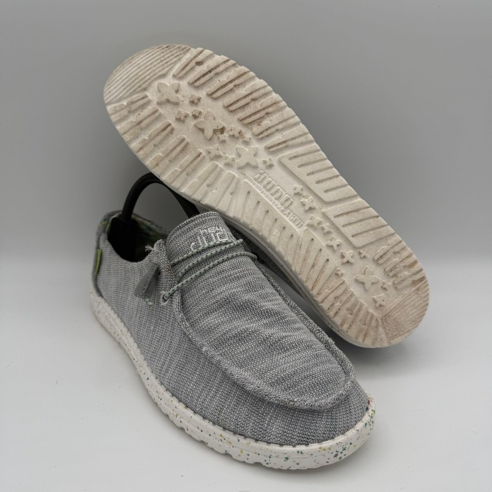 Womens Hey Dude Wendy Stretch Pearl River Gray White Comfort Slip-On Shoes Sz 10